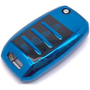 Soft TPU Protector Key Fob Cover Case fit for Kia Optima Sorento Sportage Rio Soul Forte Carens Picanto Keyless Entry Key Fob (Blue)
