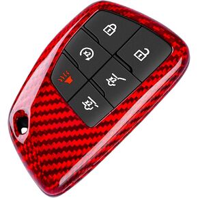 Compatible with Chevy & GMC Key Fob Cover, Real Glass Fiber Car Key Case Suitable for Chevrolet Silverado Suburban Tahoe, GMC Sierra Yukon Denali Smart Key Fob Protector 2021-2024, Red in Saudi Arabia