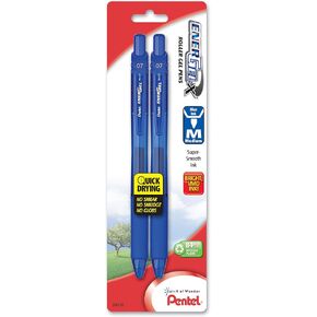 Pentel EnerGel-X Retractable Liquid Gel Pen 0.7mm, Metal Tip, Medium, Blue Ink (2 Pack) (BL107BP2C)