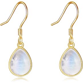 14K Solid Gold Teardrop Moonstone Earrings for Women Rainbow Moonstone Necklace Pendant Leverback Earrings Jewelry Mothers Day Birthday Gifts for Women Girls Girlfriend