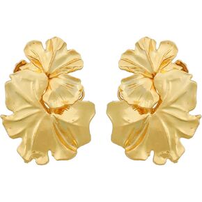 Gold Statement Earrings for Women,Large Bohemian Geometric Dangle Earrings Shell Leaf Heart Flower Dangling Drop Earrings Exaggerated Metal Sectored Earrings Jewelry Gift