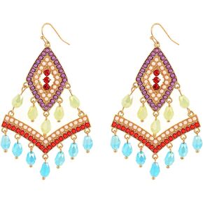 أقراط نسائية متدلية من الخرز بخرز طويل Tasse أقراط بوهو مطرزة للنساء من Fashiona in Kuwait