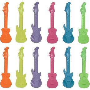 Maydahui 24PCS Mini Guitar Ballpoint Pens Novelty Music Pen Candy Color Simple Style Blue Ink for School Students Party