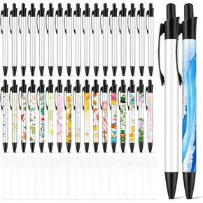 36 PCS Sublimation Pens Blank Sublimation Coated Pen Heat Transfer Pen Sublimation Ballpoint Pen Bulk with Heat Shrink Wrap Customized Clip Pen for DIY Office Home School Stationery Supplies
