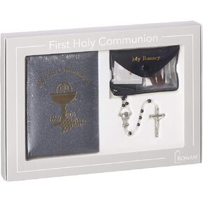 Roman - Deluxe Communion Boy Book and Accessories, 5pc Set, Padded Pearlized Cover, First Communion Collection, 6.75"H, Religious Gift, Faith, Durable