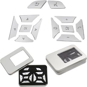 12 قطعة استبدال زر عجلة قيادة السيارة لسيارة Mercedes Benz SL GL GLA CLA CLS GLK SLK A B C E M G Class (فضي) in Kuwait