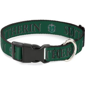 Dog Collar Plastic Clip Harry Potter Slytherin Crest Green Black 16 to 23 Inches 1.5 Inch Wide
