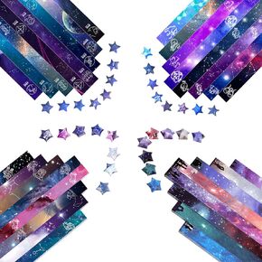 Wowagoga 2160 Sheets Origami Stars Paper with 4 Different Designs of Beautiful Outer Space Constellation Star Paper Strip Lucky Paper Stars for DIY Handmade Crafts