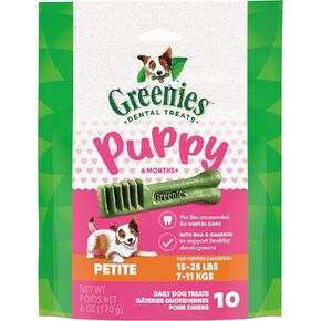 Greenies Puppy Petite Size Natural Dental Dog Treats, 6 oz. Pack (10 Treats)