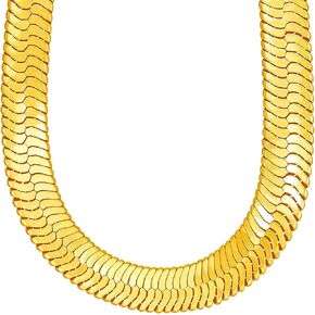 TUOKAY Big Fake Gold Herringbone Chain 18 Inch Long 12mm Thick Rapper Herringbone Necklace Chain, Faux 18K Gold Chain Costume for Women and Men
