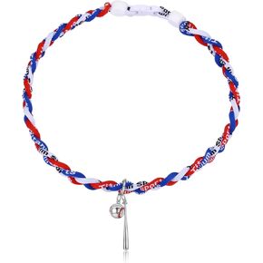 Three Braided Rope Baseball Necklace Independent Day Baseball Braided Pendant Titanium Sport Necklace Tornado Baseball Necklace Jewelry Gifts for Women Men Player Sports Fans