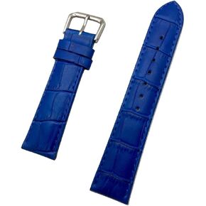 20mm Royal Blue Genuine Leather Watchband | Square Alligator Crocodile Grained, Lightly Padded Replacement Wrist Watchstrap that brings New Life to Any Watch (Mens Standard Length)