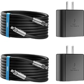 2Pack 45W Type C Charger Fast Charging, Waimeto Super Fast Charger USB C with 2X 10ft Type C to C Long Charging Cable for Samsung Galaxy S24 Ultra/S24/S23/S22 Ultra/S22+/S22 Plus/S21+/Note 20/Note10+