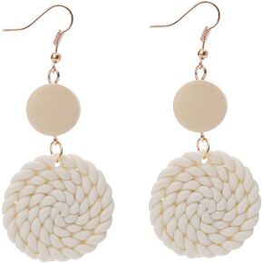 Handmade Polymer Clay Rattan Earring Lightweight Dainty Geometric Woven Statement Drop Dangle Earrings for Women Gift Jewelry