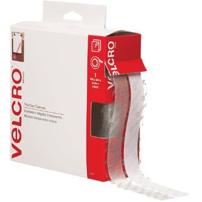 VELCRO Brand Tape (91325) Indoor Hook & Loop Combo Packs, 3/4" x 15', Clear (1 Per Case) for Home & Office