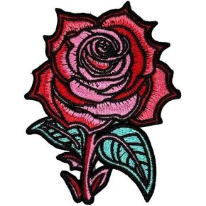Rose Patches - Gothic Iron On Patches for Jackets, Clothing, Dress, Jeans, Hat, Backpacks, Clothes - 3.5 Inch Rose Iron On Patches