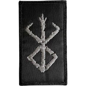 Viking Berserker Rune Logo Patch Black/Gray - Funny Tactical Military Morale Embroidered Patch Hook Fastener Backing