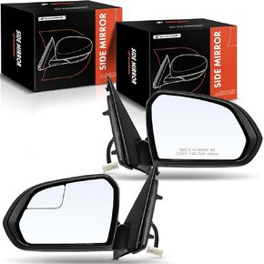 A-Premium Pair (2) Driver and Passenger Side Power Door Mirror - Compatible with Hyundai Sonata 2015 2016 2017 2018 - Heated Manual Folding Black Outside Rear View Mirror w/Blind Spot Detection