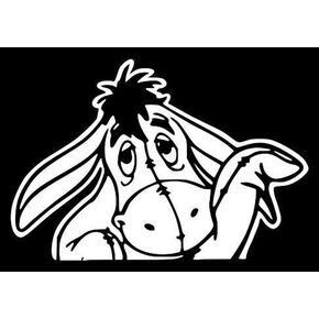 Eyor Cartoon Donkey Waving, Peeking Decal Vinyl Car Truck SUV Window Wall Tumbler Lunchbox Laptop Decor (White, 6")