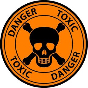 Sign Danger Toxic Skull Circle Orange 4x4 inches Sticker Decal die Cut Vinyl - Made and Shipped in USA