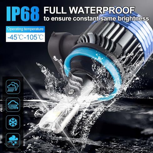 مصابيح الضباب H11/H8/H9 2024 ترقية 500% فائقة السطوع 6500K 50000LM التوصيل والتشغيل اللاسلكي المباشر لاستبدال الهالوجين - قطعتين in Saudi Arabia