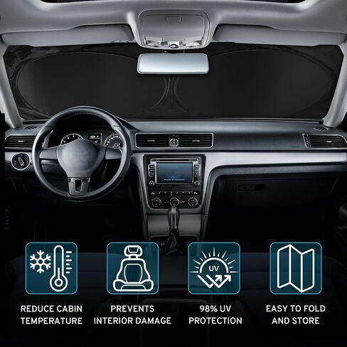 Car Windshield Sun Shade Sunshade Compatible with Nissan Rogue 2021-2024 Kicks 2016-2024 Rogue Sport 2017-2022 Sentra 2013-2019 Maxima 2016-2024 Accessories, Car Front Window Sun Shield in Saudi Arabia