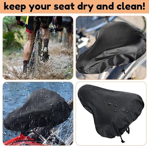 3 قطع غطاء مطر لمقعد الدراجة مقاوم للماء مع رباط غطاء مقعد دراجة جبلية غطاء وسادة واقية من غبار المطر وغطاء سرج وطبقة من البولي فينيل كلوريد وطلاء البولي يوريثين غطاء مطر للدراجة للرجال والنساء in Kuwait