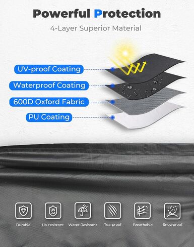 KEMIMOTO 600D Weatherproof Golf Cart Cover, Durable Protection for 8-Seater Golf Carts, Large Rainproof Cover Compatible with EZGO Club Car (6+2)/8 Passenger, Black in Saudi Arabia