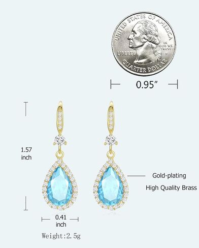 Diamond Dangle Earrings for Women Silver/Gold Plated Rhinestone Drop Chandelier Dangling Teardrop Earring Set Birthstone Wedding Costume Jewelry Gift for Women in Kuwait