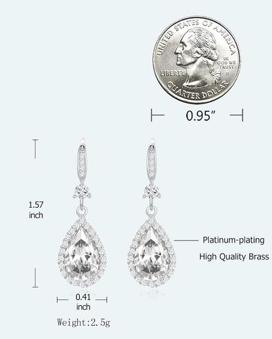 Diamond Dangle Earrings for Women Silver/Gold Plated Rhinestone Drop Chandelier Dangling Teardrop Earring Set Birthstone Wedding Costume Jewelry Gift for Women in Saudi Arabia