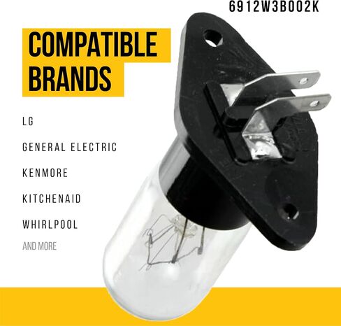 لمبة الإضاءة المتوهجة 6912W3B002K - متوافقة مع ميكروويف LG Kenmore General Electric Amana Range - يستبدل AP4652641 1364889 6912W3B002A AH3610071 EA3610071 PS3610071 in Kuwait