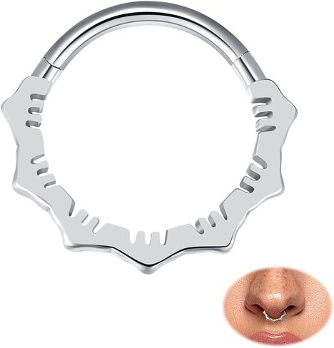 MissNity 16G Clicker Rings 316L Surgical Steel Hinged Hoops for Septum, Daith and Cartilage Earlobe Piercings Jewelry, Diameter 8mm, 10mm in Saudi Arabia
