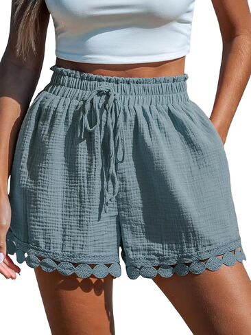 CUPSHE Women Lightweight Baggy Trendy Short Pants Wide Leg Drawstring Shorts Elastic Waist Casual with Pockets in Saudi Arabia