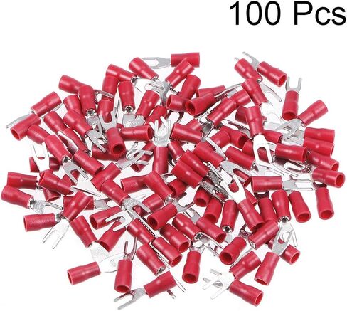 Uxcell 100 قطعة SV1.25-3.2 شوكة معزولة على شكل حرف U موصل سلكي طرف تجعيد كهربائي 22-16AWG أحمر in Saudi Arabia
