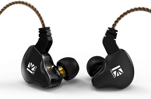 سماعة رأس KBEAR KS2، سماعة أذن ستيريو IEM 1BA 1DD، سماعة أذن هاي فاي فوق الأذن، سماعة أذن هجينة بخاصية إلغاء الضوضاء مع كابل قابل للإزالة للجري والمشي (مع ميكروفون، KS2 Dark) in Kuwait