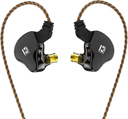 سماعة رأس KBEAR KS2، سماعة أذن ستيريو IEM 1BA 1DD، سماعة أذن هاي فاي فوق الأذن، سماعة أذن هجينة بخاصية إلغاء الضوضاء مع كابل قابل للإزالة للجري والمشي (مع ميكروفون، KS2 Dark) in Kuwait
