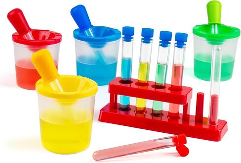 Color Science Test Tubes, Droppers for Kids, Plastic Test Tubes with Caps, Lab Tubes Science Experiments for Kids Age 4 5 6 7 8, Science Supplies Test Tube Holder for Little Scientist… in Saudi Arabia
