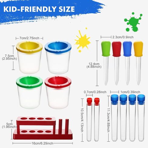 Color Science Test Tubes, Droppers for Kids, Plastic Test Tubes with Caps, Lab Tubes Science Experiments for Kids Age 4 5 6 7 8, Science Supplies Test Tube Holder for Little Scientist… in Saudi Arabia