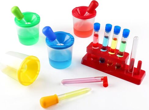 Color Science Test Tubes, Droppers for Kids, Plastic Test Tubes with Caps, Lab Tubes Science Experiments for Kids Age 4 5 6 7 8, Science Supplies Test Tube Holder for Little Scientist… in Saudi Arabia