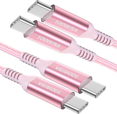 100W USB C Cable 10ft Pink,Long USB-C to USB-C,Awnuwuy USB Type C to C Fast Charging Cord Compatible with iPhone 15/15 Pro/15 Plus/15 Pro Max,iPad Pro,iPad Air 4,Samsung Galaxy S23 S22 S21,MacBook Pro in Saudi Arabia