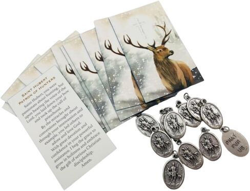 Westmon Works St Hubert Hunters Patron Saint of Hunters Holy Card Set Prayer on Back, Pack of 10 in Saudi Arabia