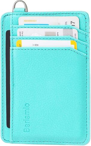 Hypotenuse Groove Slim Minimalist Front Pocket RFID Blocking Card Holder Wallet with D-Shackle for Men and Women in Saudi Arabia