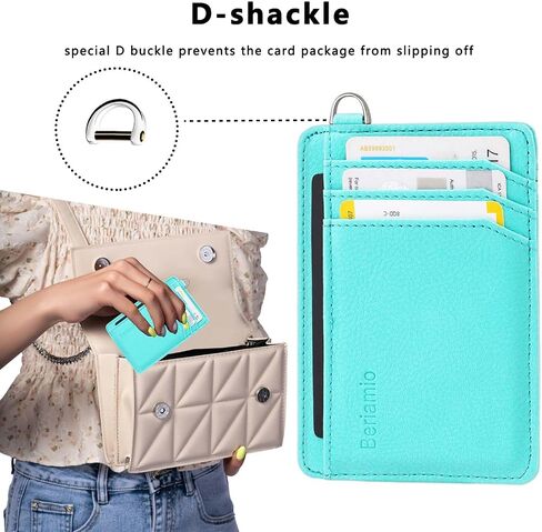 Hypotenuse Groove Slim Minimalist Front Pocket RFID Blocking Card Holder Wallet with D-Shackle for Men and Women in Saudi Arabia