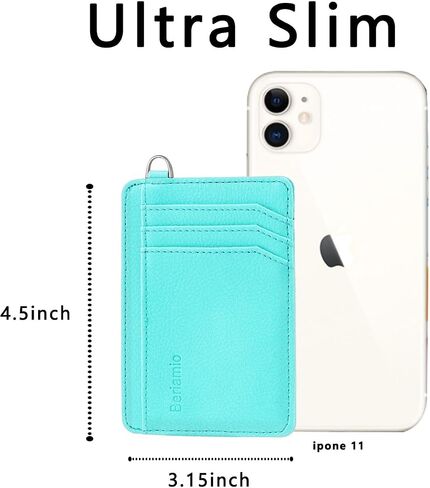 Hypotenuse Groove Slim Minimalist Front Pocket RFID Blocking Card Holder Wallet with D-Shackle for Men and Women in Saudi Arabia