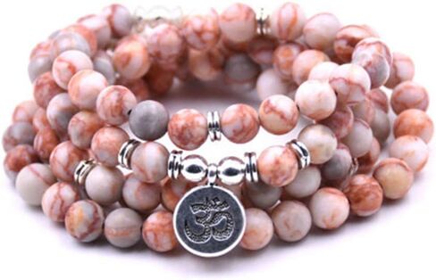 108 الخرز الطبيعي مالا اليوغا مجوهرات التأمل الخرز سوار قلادة مع سحر أوم (الخط الأحمر العقيق) in Kuwait