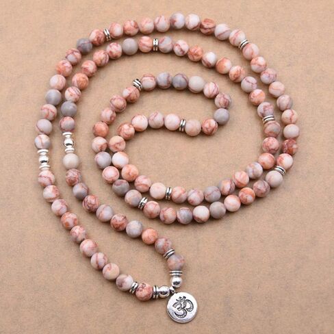 108 الخرز الطبيعي مالا اليوغا مجوهرات التأمل الخرز سوار قلادة مع سحر أوم (الخط الأحمر العقيق) in Kuwait