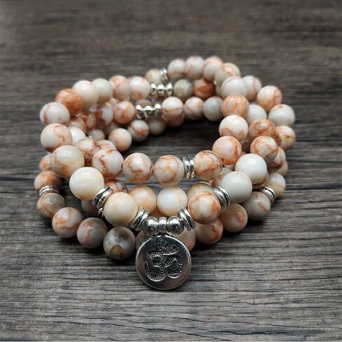 108 الخرز الطبيعي مالا اليوغا مجوهرات التأمل الخرز سوار قلادة مع سحر أوم (الخط الأحمر العقيق) in Kuwait