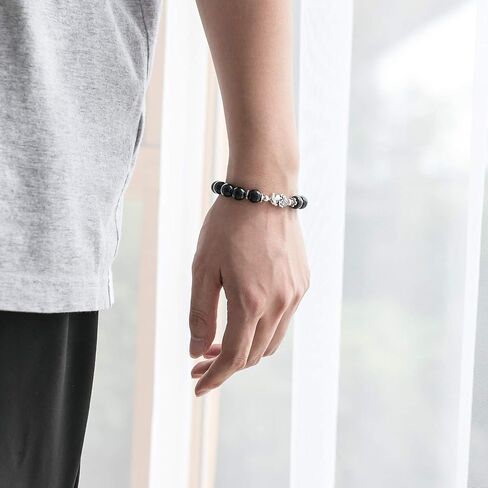 Feng Shui Amulet Bangle Prosperity 10mm Natural Tiger's Eye Beads Bracelet with Silver Plated Pi Xiu/Pi Yao Attract Lucky Wealthy in Saudi Arabia