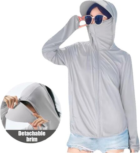 Women's Sun Protective Clothing - Full Zip UPF 50+ UV Jacket - Breathable Long Sleeve Hoodie Sun Shirt in Saudi Arabia