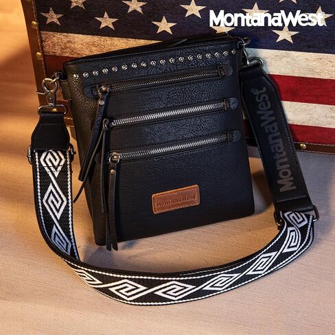 Montana West Crossbody Bags for Women Multi Zip Pocket Crossover Purses with Guitar Strap in Kuwait